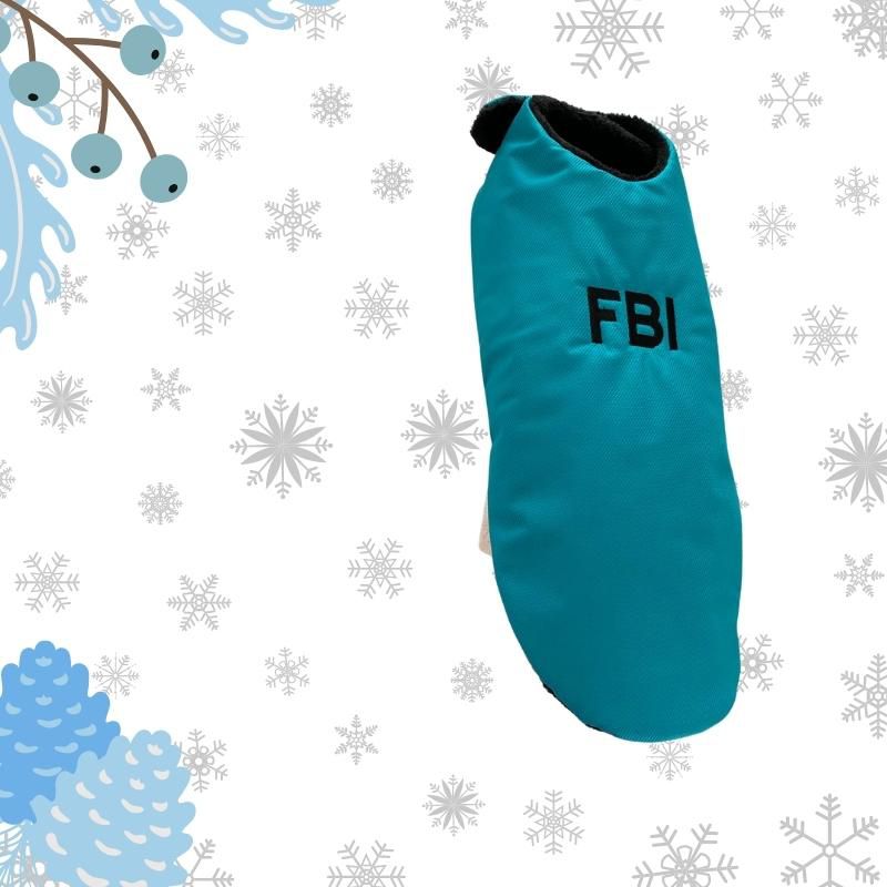 Fiú szabás - Tépőzáras világoskék kabát ”FBI” - S méret