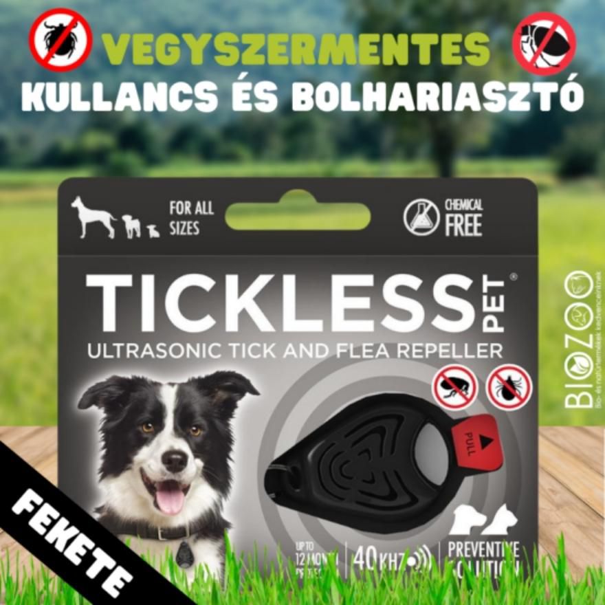 TICKLESS vegyszermentes kullancs- és bolhariasztó medál kutyáknak - fekete